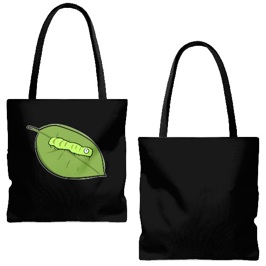 caterpillar leaf biology symbol nature Tote Bags (AOP)