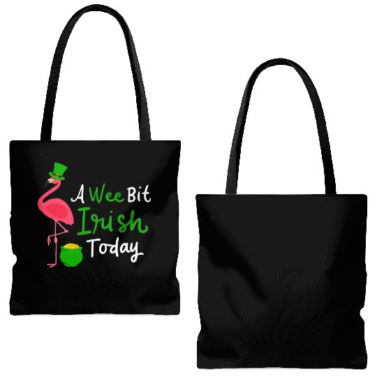 A Wee Bit Irish Today St. Patrick's Day Flamingo Tote Bags (AOP)
