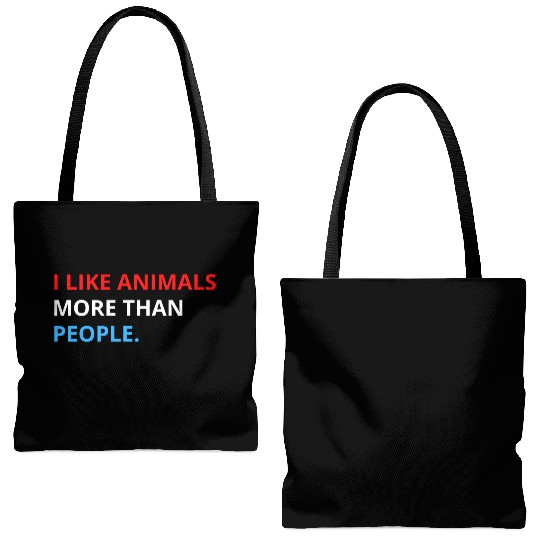 I Like Animals More Than People (Red, White & Blue Tote Bags (AOP)