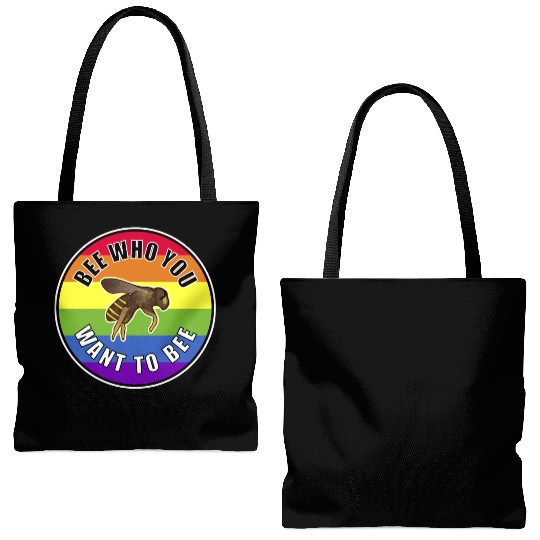 LGBTQ Pride Bee Who You Want To Bee Gay Lesbian Tote Bags (AOP)