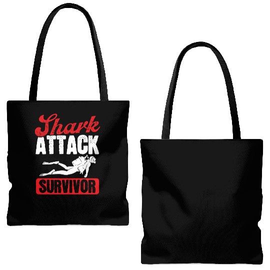 Scuba Diving Shark Attack Survivor Scuba Diver Tote Bags (AOP)
