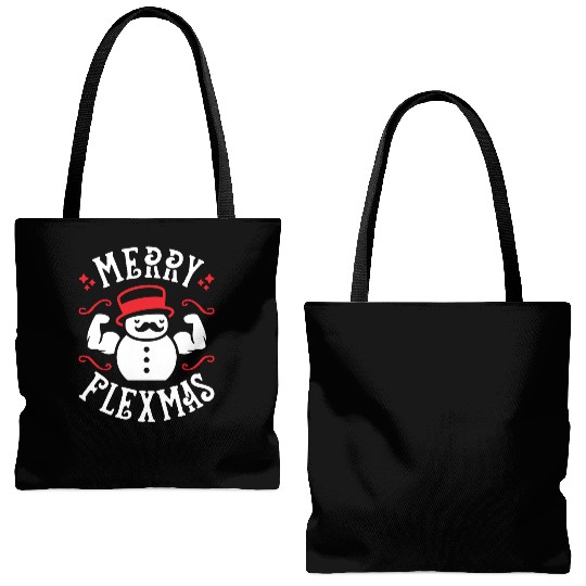Merry Flexmas (Funny Christmas Gym Pun) Tote Bags (AOP)