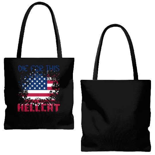 Die For This Hellcat- Vintage US Flag Tote Bags (AOP)