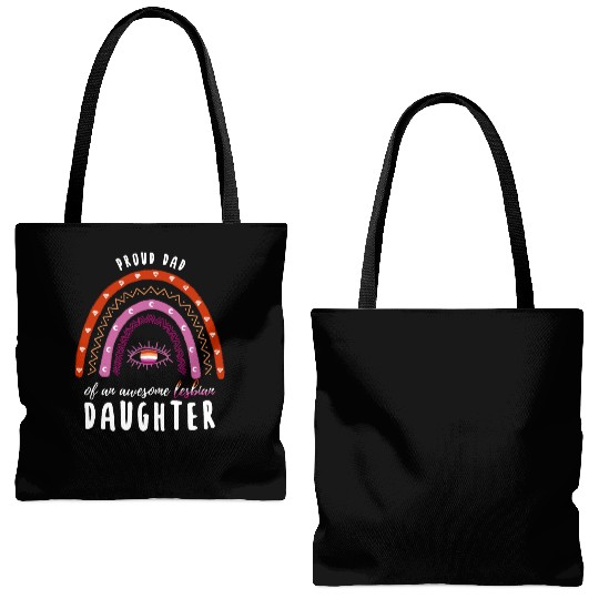 Rainbow Dad Lesbian Daughter Tote Bags (AOP)