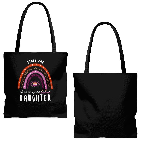 Rainbow Dad Lesbian Daughter Tote Bags (AOP)