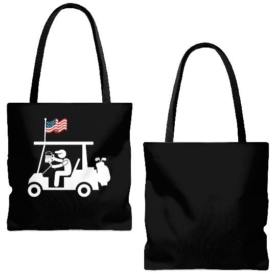 Patriotic Golf Cart American Flag USA Tote Bags (AOP)