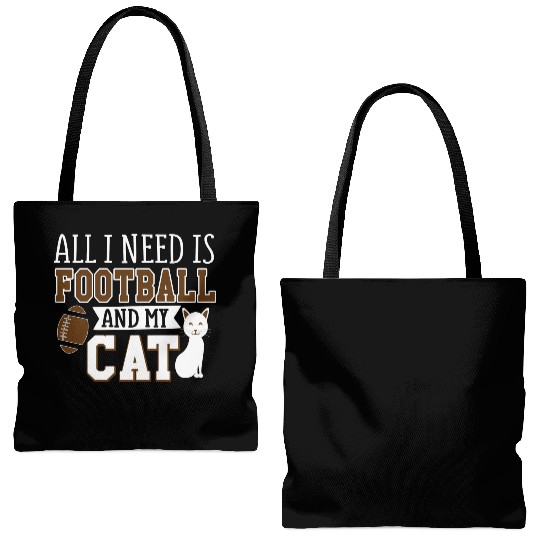 Sunday Football All I Need Is Football And My Cat Tote Bags (AOP)