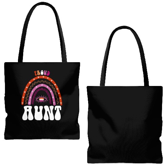Lesbian Rainbow Proud Aunt Lesbian Tote Bags (AOP)