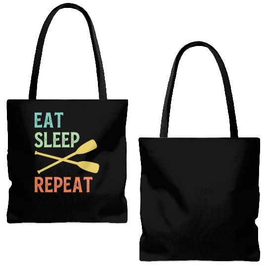 Eat Sleep Paddle Repeat Vintage Canoe Kayak Tote Bags (AOP)