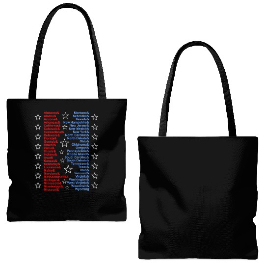 Patriotic Fifty States Red White Blue Tote Bags (AOP)