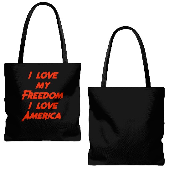 I love my freedom I love America Tote Bags (AOP)