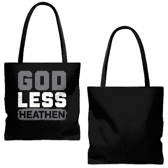 Godless Heathen Anti-Religion Agnostic Atheist Tote Bags (AOP)