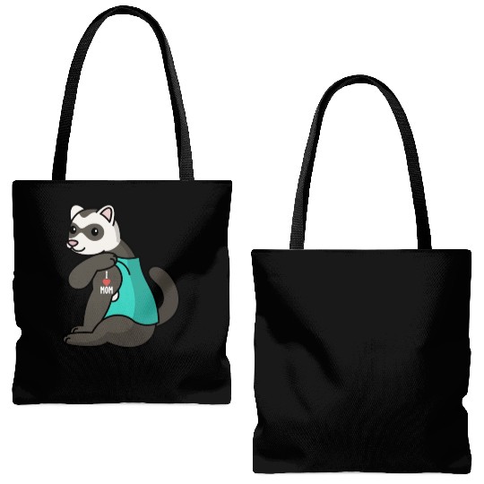 I Love Mom Tattoo Ferret Tote Bags (AOP)
