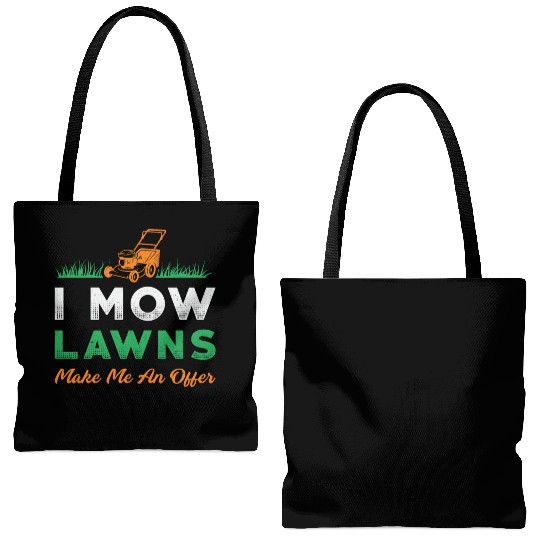 Lawn Mower I Mow Lawns Gardener Garden Lawn Mowing Tote Bags (AOP)