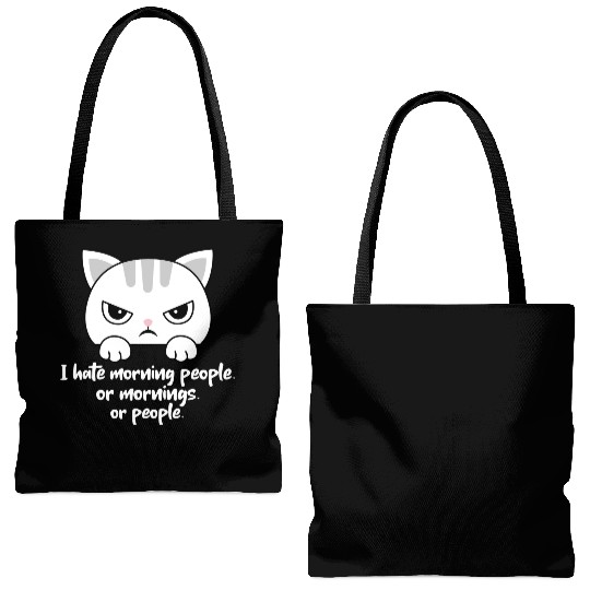 I hate morning people... Morning Grumpy Cat Tote Bags (AOP)
