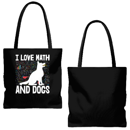 I Love Math & Dogs Tote Bags (AOP)