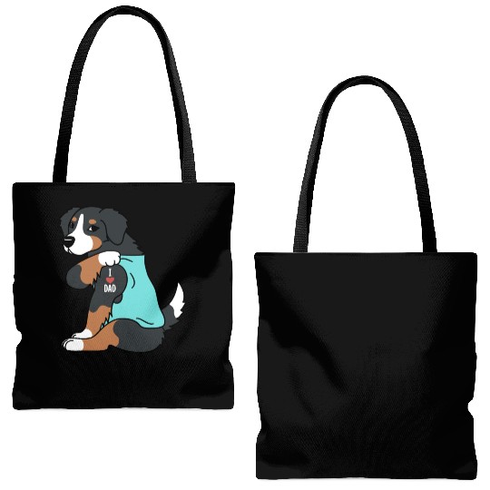 I Love Dad Bernese Mountain Dog Tote Bags (AOP)