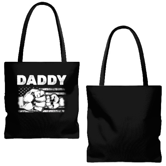 Patriotic Daddy US Flag Dad & Son Fist Bump Tote Bags (AOP)