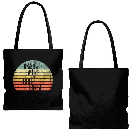 Cool Vintage Dogs Wine and True Crime Retro Sunset Tote Bags (AOP)
