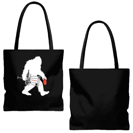 Bigfoot Disc Golf Cryptid Sasquatch Disc Golfer Tote Bags (AOP)