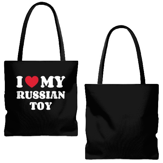 I Love My Russian Toy Tote Bags (AOP)