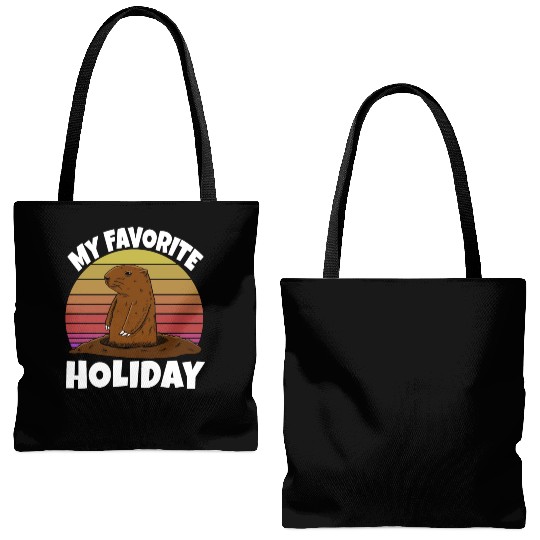 My Favourite Holiday Groundhog Tote Bags (AOP)
