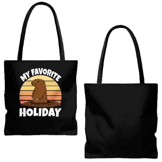 My Favourite Holiday Groundhog Tote Bags (AOP)