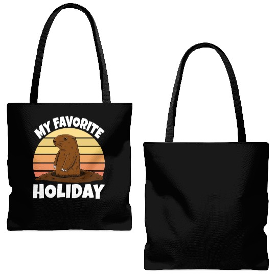 My Favourite Holiday Groundhog Tote Bags (AOP)
