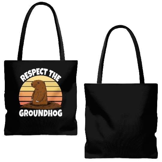 Respect The Groundhog Tote Bags (AOP)