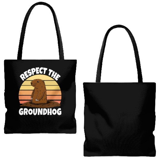 Respect The Groundhog Tote Bags (AOP)