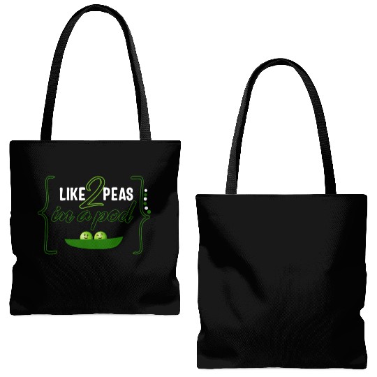 Peas Vegetable Tote Bags (AOP), Like 2 Peas In Pod,