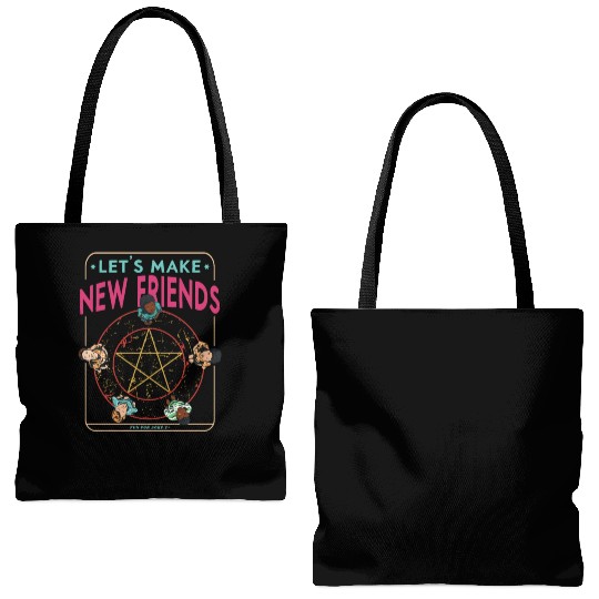 Let's Make New Friends, Retro Occult Wiccan Tote Bags (AOP)