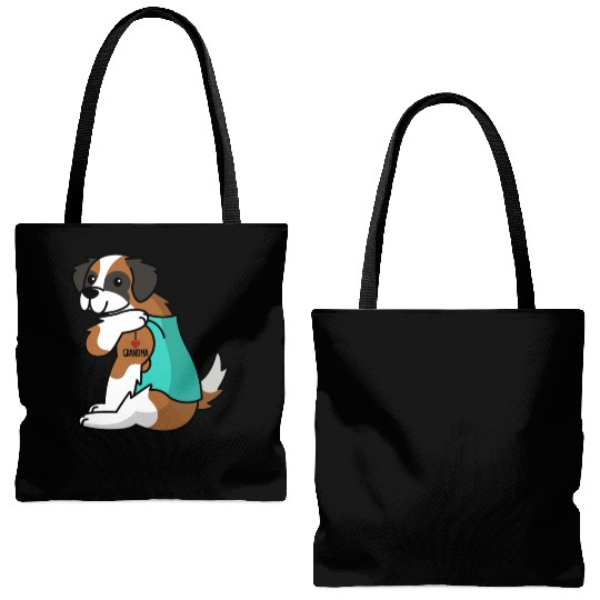 Saint Bernard I Love Grandma Tote Bags (AOP)