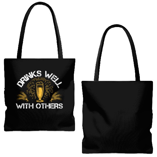 Drinks well with others Tote Bags (AOP)