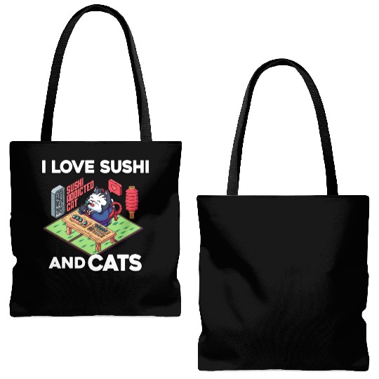 I Love Sushi And Cats, Sushi Lover, Japan, Tote Bags (AOP)