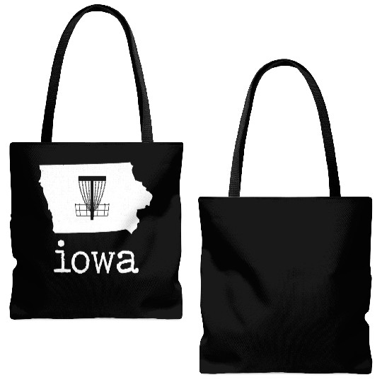 State of Iowa Disc Golf Tote Bags (AOP) Golfer Golfing