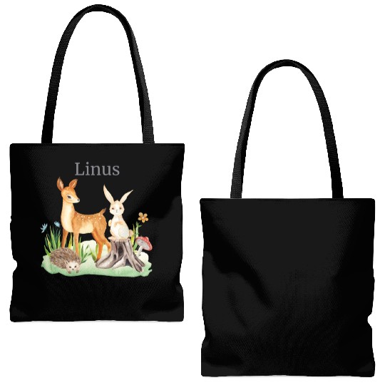 Waldtier Waldtier Reh Hase Hedgehog Flowers Name Tote Bags (AOP)
