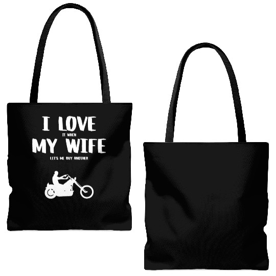 I love it when my wife - funny chopper Tote Bags (AOP)