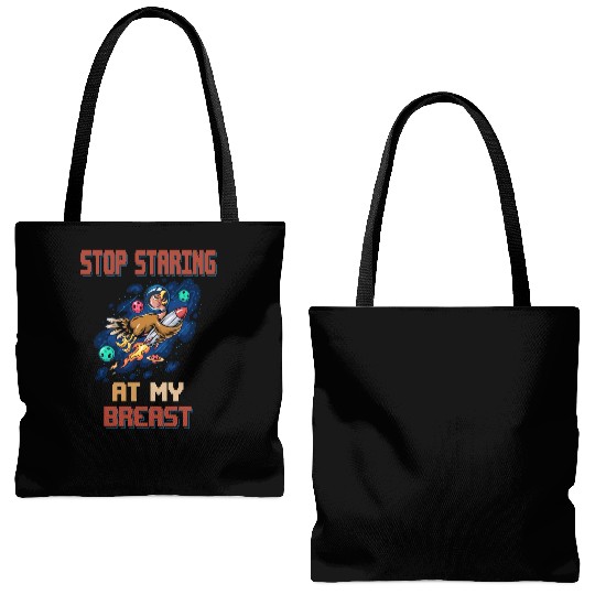 Stop Staring A My Breasts, Turkey Funny Sarcastic Tote Bags (AOP)