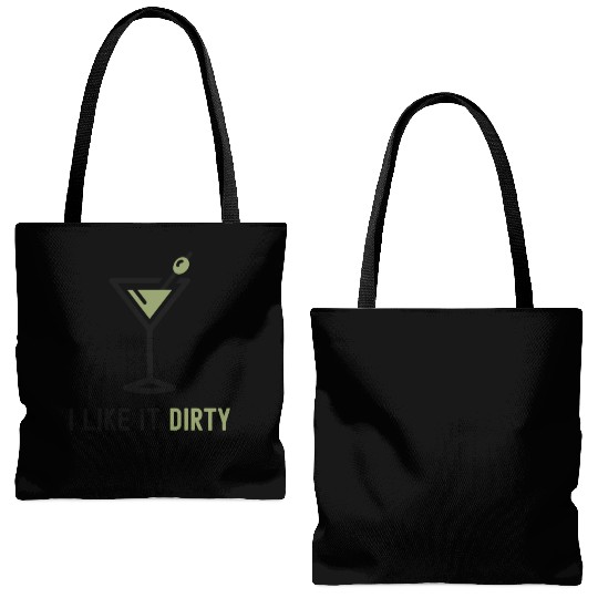 I Like It Dirty Martini Glass Funny Drinker Tote Bags (AOP)