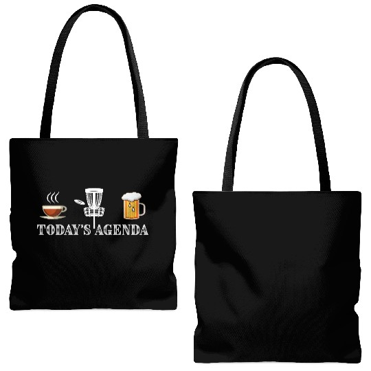 Today's Agenda Coffee Disc Golf Beer Funny Gift Tote Bags (AOP)