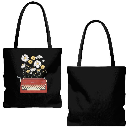 Wild Flower Type Writer Tote Bags (AOP)