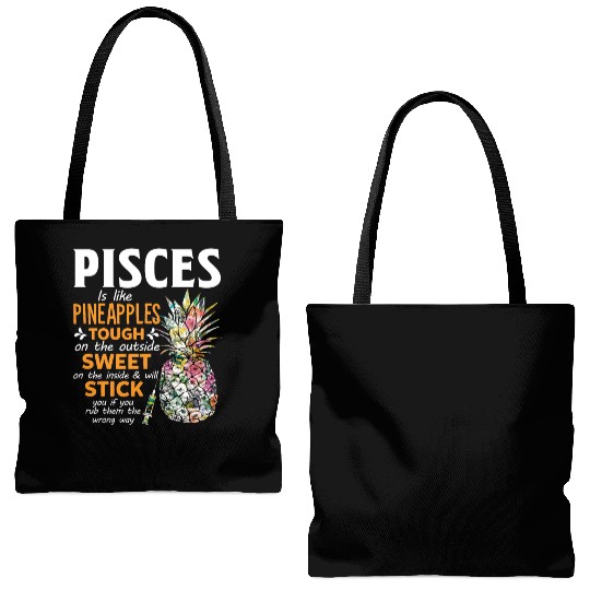 Pisces Is Like Pineapples Tough The Outside Sweet Tote Bags (AOP)