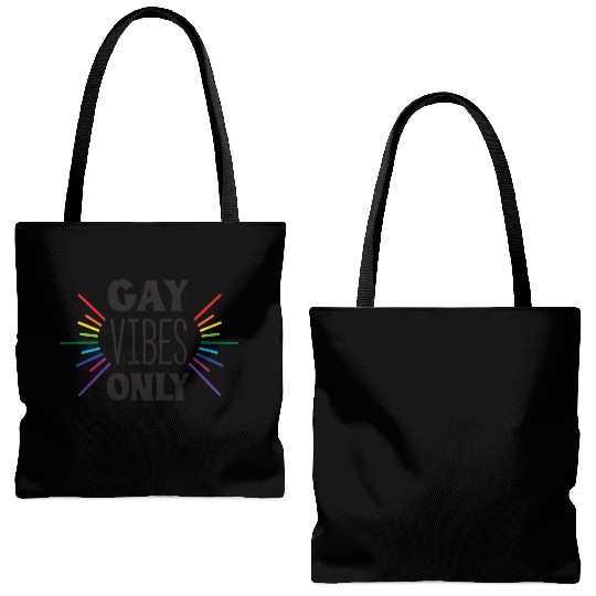 Gay Vibes Only Rainbow Text Tote Bags (AOP)