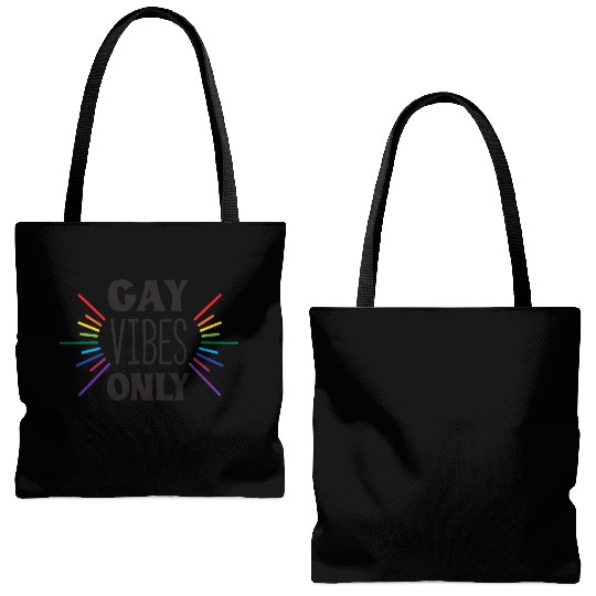 Gay Vibes Only Rainbow Text Tote Bags (AOP)