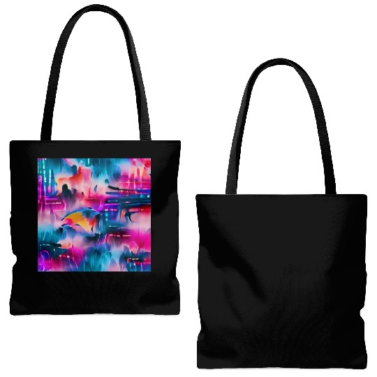 Abstract watercolor pattern in retro neon colors Tote Bags (AOP)