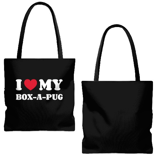 I Love My Box-A-Pug Tote Bags (AOP)