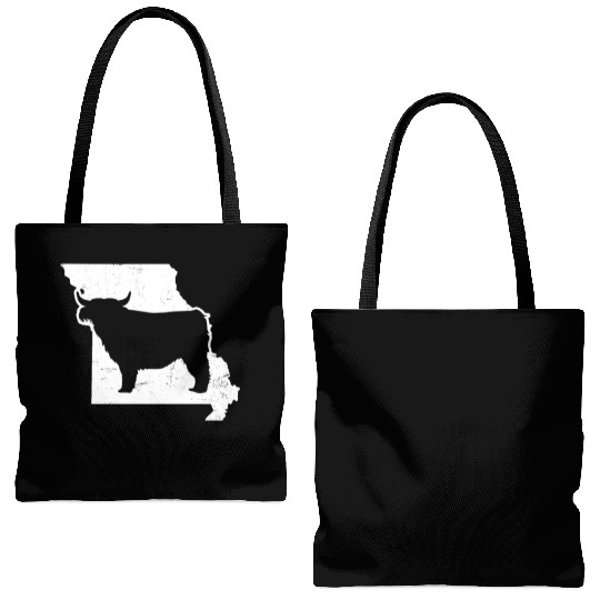 Highland Cow Patriotic Missouri 4th July Tote Bags (AOP)