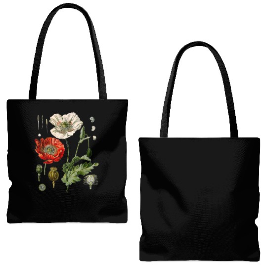 Red Poppy flower Botanical Poppies Red Poppy Tote Bags (AOP)