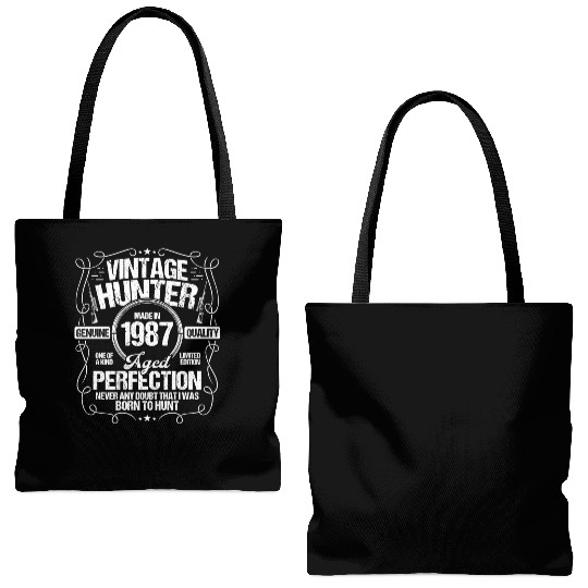 1987 Hunting for Boar Hunter Dog 1987 Year Born Tote Bags (AOP)